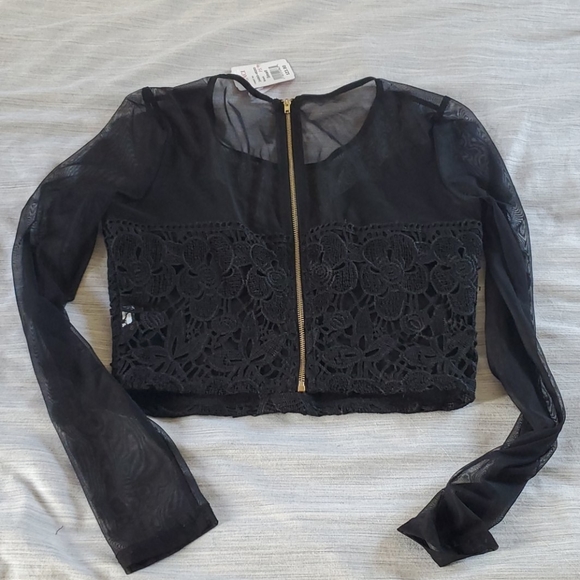 Sheer Black Lace Crop Top - Picture 4 of 7